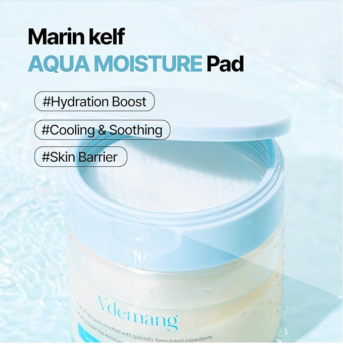 A'demang Marine Kelf Aqua Moisture Toner Pad | Hydrating, Exfoliating Facial Pad | Dry&Sensitive Skin | Korean Skincare [9.4 fl oz. / 280ml, 60 Pads]