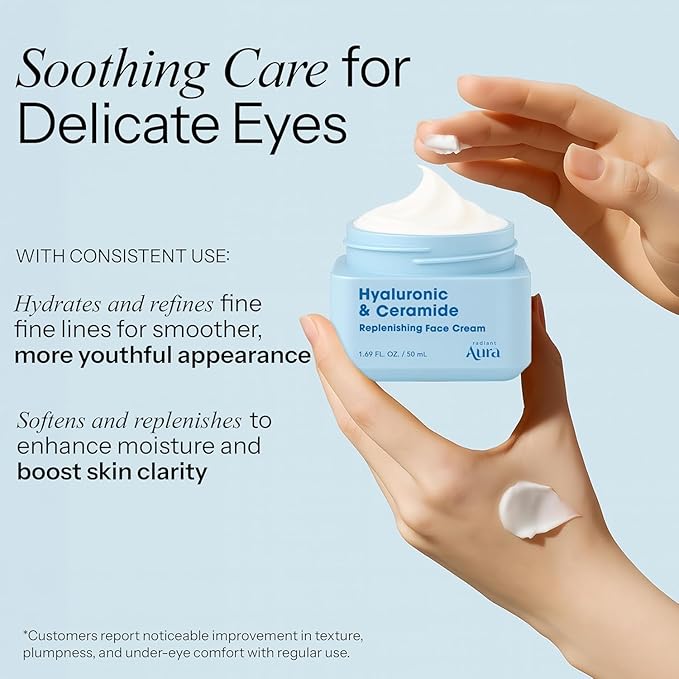 Hyaluronic Acid & Ceramide Face Moisturizer – Dermatologist Tested, Anti Aging, Korean Skin Care – Hydrating Face Cream, Softens Wrinkles, Non Greasy Feel – Vegan, Clean – 1.69 Fl. Oz