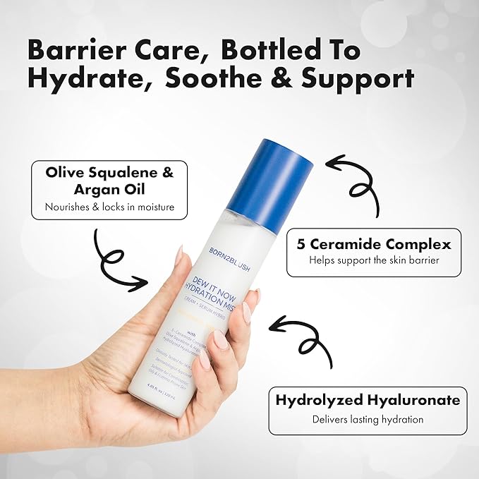 Dew It Now Hydrating Face Mist Spray – Ceramides, Squalane & Argan Oil | Barrier Repair Facial Mist for Sensitive Skin | Lightweight Glow Mist Toner | 120ml