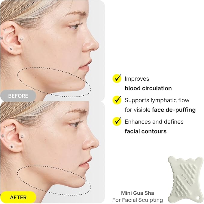 RETURNITY Ceramic Gua Sha Facial Tool for Lymphatic Drainage, Face Massager for Sculpting and De Puffing, Jawline and Neck Massage Tool, Korean Skincare Beauty Tool