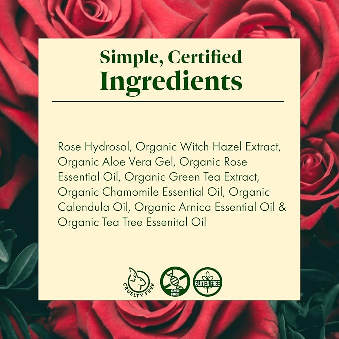 SanRe Organic Skinfood - Rosy Fresh - Organic Rose and Green Tea Revitalizing Facial Toner For All Skin Types