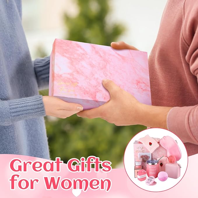 Nuogo 13 Pcs Birthday Gifts for Women Spa Basket Set for Women Mother's Day Gifts Mirrors Socks Steamers Jewelry Case Bath Robe Mom Nurse Girlfriend Wife