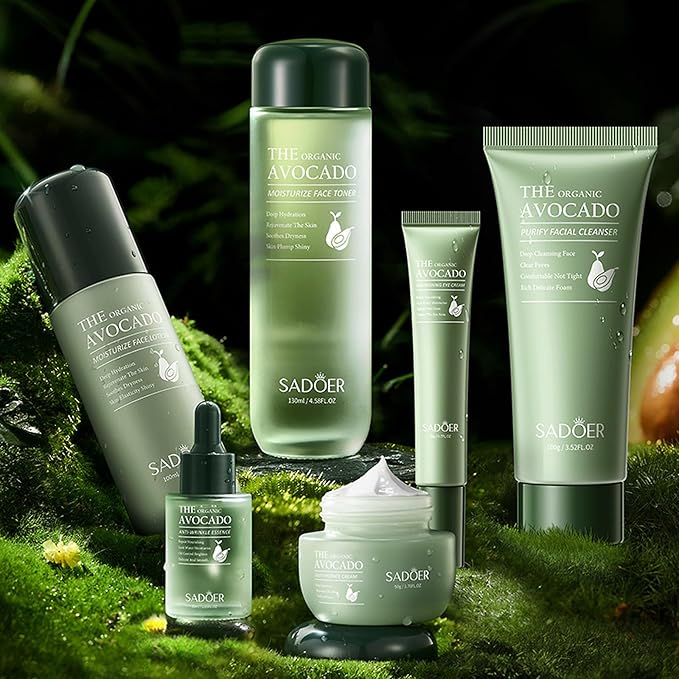Avocado Skin Care Set for Women, 6-In-1 Skincare Gift Set With Facial Cleanser, Face Serum, Face Cream, Eye Cream, Toner, moisturizing lotion. Skin Care Sets & Kits, Hydrating Facial Kit