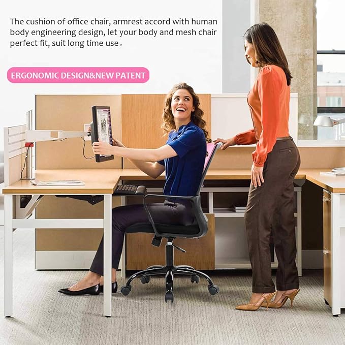 BestOffice Computer Chair Swivel Rolling Executive Lumbar Support Task Mesh Chair Metal Base for Women&Men, 2 Pack
