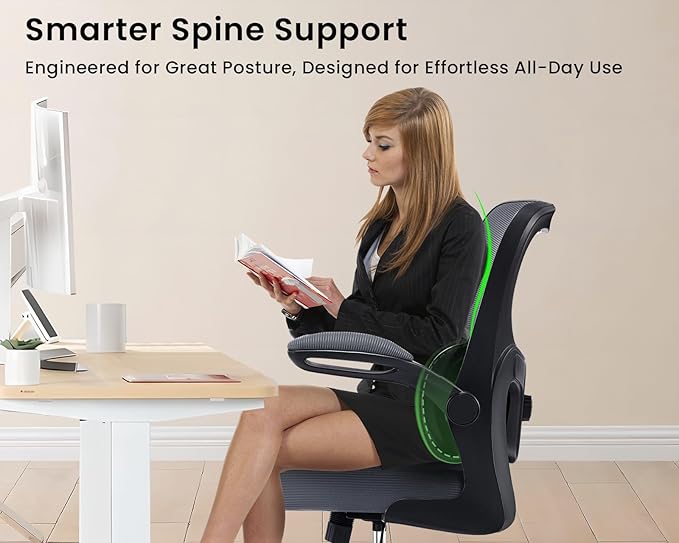 AreShark Office Chair Ergonomic Desk Chairs with Adjustable Lumbar Support, High Back Breathable Mesh Chair with Wheels& Flip-up Armrests,Rolling Swivel Comfy Task Computer Chair for Home Work Gaming