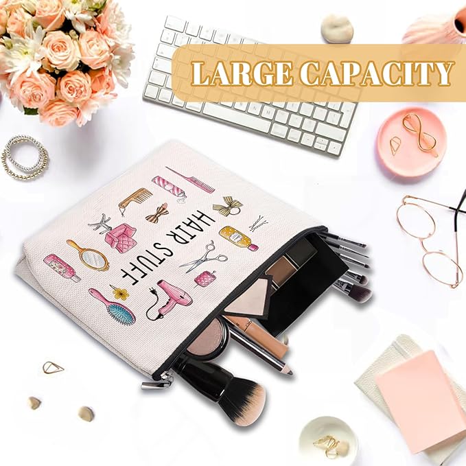 Hair Stuff Makeup Bag, Hair Stuff Gifts For Women, Funny Makeup Pouch, Travel Toiletry Bag With Zipper, Birthday Gifts For Mom, Travel Toiletry Bag