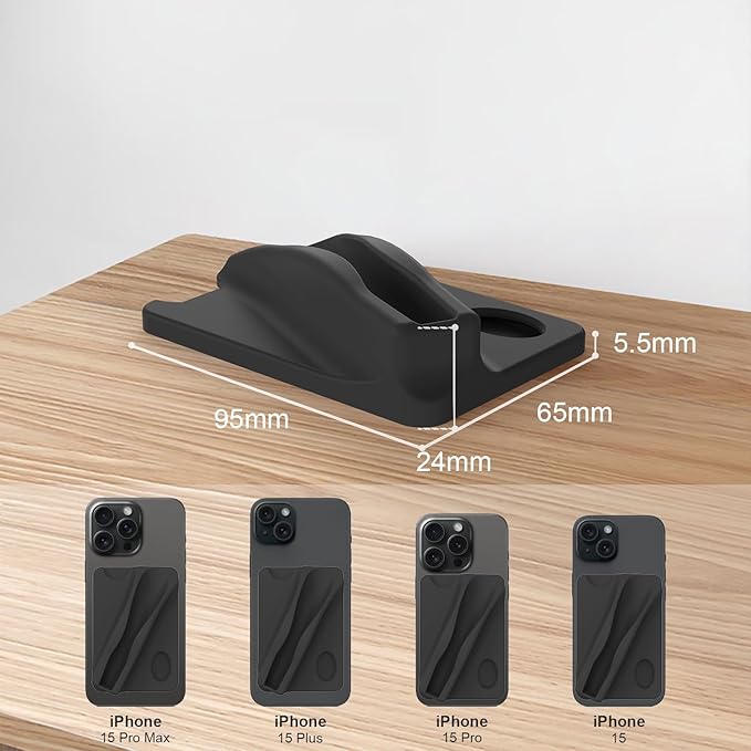 DOB SECHS Large Silicone Lip Holder with Card Holder Compatible with Summer Fridays, Tower 28, Laneige Lipstick Lip Glaze Phone Case Back Stick On Holder for iPhone and Android Smartphones, Black