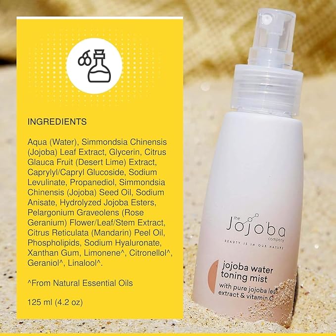 Jojoba Company Water Toning Mist with Pure Jojoba Leaf Extract & Vitamin C – Hydrating, Toning & Firming Mist for Dry Skin – Antioxidant Protection & Pore Reducing – 50ml