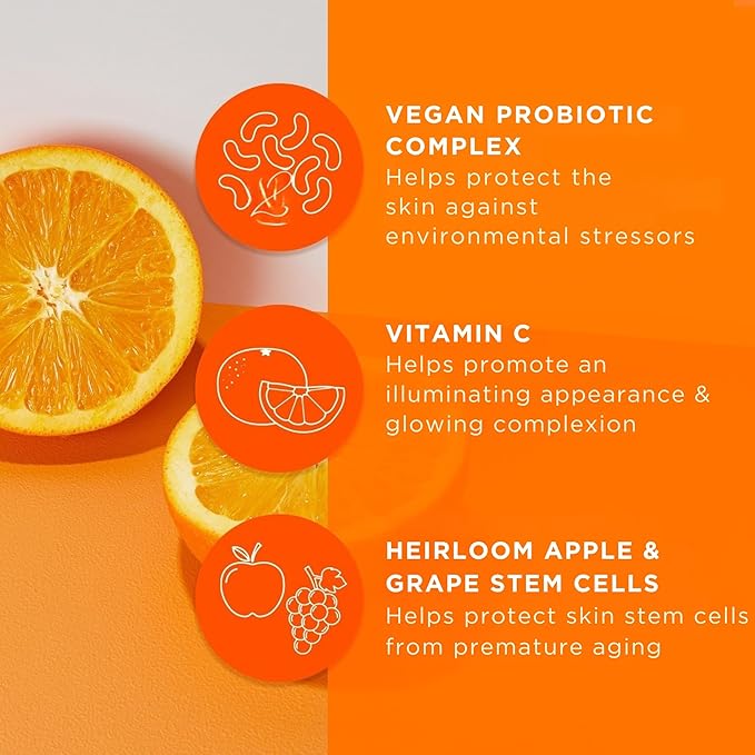 Andalou Naturals Probiotic + Vitamin C Renewal Cream - Complexion Enhancing Hydrating Face Moisturizer - Helps Promote Firmer Skin & More Even Tone - Lightweight, Non-Greasy Formula - 1.7 Oz