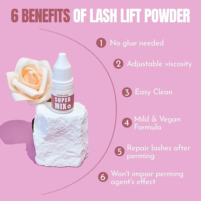 Lash Lift Powder Lomansa Korean Lash Lift Super Mix Solution Keratin Eyelash Lift Viscosity Enhancing - H1 Mix Viscosity
