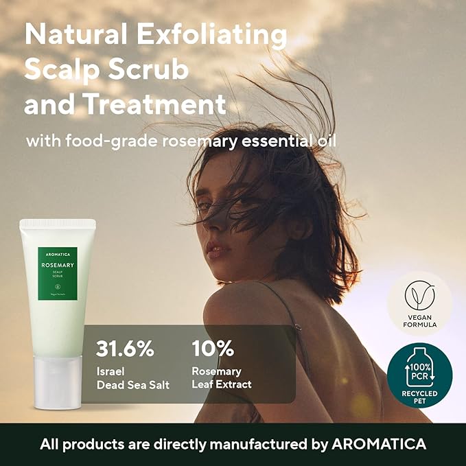 AROMATICA Rosemary Root Enhancer And Scalp Scrub Korean Hair Care Set - Rosemary Water Spray and Scalp Exfoliator for Dry Scalp Treatment, Rosemary Oil Scalp Care, valentines day gifts