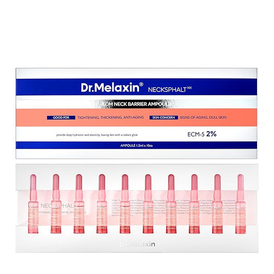 Dr.Melaxin Necksphalt ECM Barrier Ampoule for Anti-Aging Neck Skin, Tightening and Wrinkles for an Even Skin Tone and Neck Lift, 1.5ml*10ea