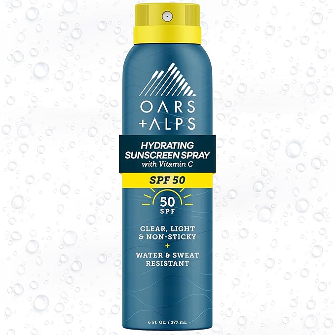 Oars + Alps SPF 50 Face & Body Broad Spectrum Sunscreen Spray | Fast-Absorbing, Lightweight, Non-Greasy, Hawaii Reef Act 104 Compliant, Water-Resistant, Octinoxate + Oxybenzone Free, 6 Oz, 1 Pack