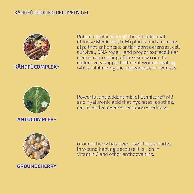 Codex Labs KANGFU Cooling Recovery Gel – Aloe Vera Gel for Sunburn Relief & After Sun Care, Hydrating Cooling Gel with Hyaluronic Acid for Skin Repair, Soothing Gel for Face & Body