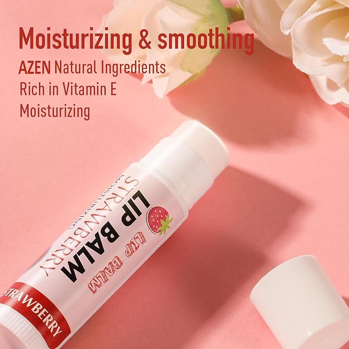 AZEN 50 Pack Lip Balm, Natural Lip Balm Bulk, Lip Care Product, Moisturizing Lip Balms for dry cracked lips, Valentines Gifts Easter Basket Stuffers - 12 Flavors