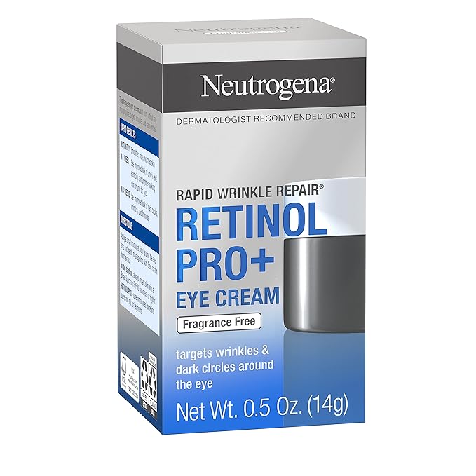 Neutrogena Rapid Wrinkle Repair Retinol Pro+ Anti-Wrinkle Eye Cream,Targeted Eye Cream for Wrinkles & Dark Circles,Formulated without Fragrance,Dyes,Phthalates,and Parabens,0.5 oz,(Pack of 2)
