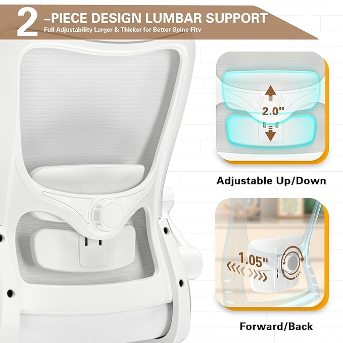 Ergonomic Office Chair - High Back Desk Chair with Adjustable Lumbar Support, Breathable Mesh Back, 330LBS Capacity, Easy Assembly, for Home Office Executive Computer Task