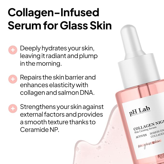 pH Lab Anti-Aging Renewal Skincare Routine Set, Collagen Night Skin Renewal Serum, Collagen Night Wrapping Mask, Anti-Aging Toner Pad, Retinage Cleansing Bar, For Glass Skin, Skin Elasticity