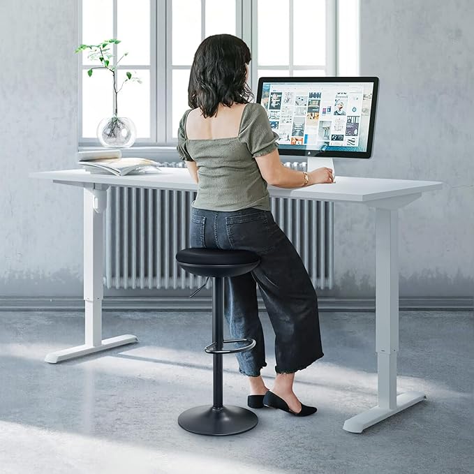 IWMH Standing Desk Stool, Ergonomic Adjustable High Wobble Stool, Round Seat 360° Swivel Standing Desk Office Chair Without Backrest for Bedroom, Kitchen, Living Room (Black)