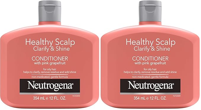 Neutrogena Exfoliating Healthy Scalp Clarify & Shine Conditioner for Oily Hair and Scalp,Anti-Residue Conditioner with Pink Grapefruit,Paraben & Phthalate-Free,Color-Safe,12oz,(Pack of 2)