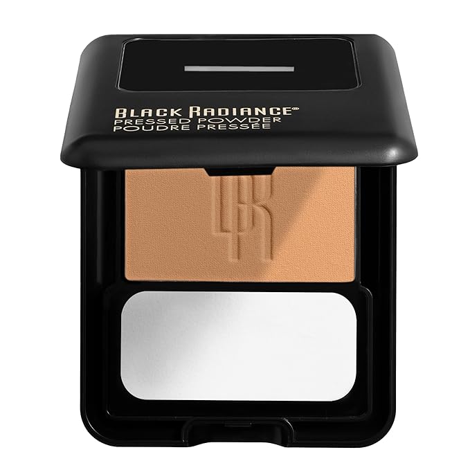 Black Radiance Pressed Powder, Pigment-Rich Matte Finish for Light Skin Tones, Oil-Absorbing Compact with Mirror & Sponge - Biscotti