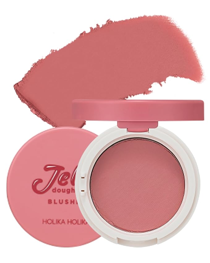HOLIKA HOLIKA Jelly Dough Blusher 05 Rose Jelly - Korean Makeup Face Cheek Color, Long-Lasting Gel to Powder Formula, Smooth Matte Finish, Lightweight Non-Clumping Blush, 0.15oz.