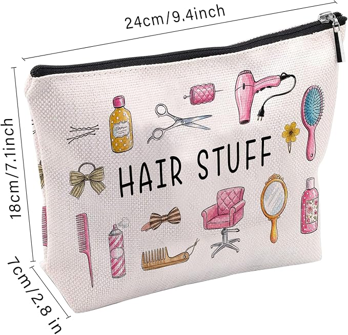 Hair Stuff Makeup Bag, Hair Stuff Gifts For Women, Funny Makeup Pouch, Travel Toiletry Bag With Zipper, Birthday Gifts For Mom, Travel Toiletry Bag