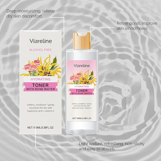 Witch Hazel Rose Moisturizing Toner, Deep Nourishing Hydrating Gentle Moisturizing Facial