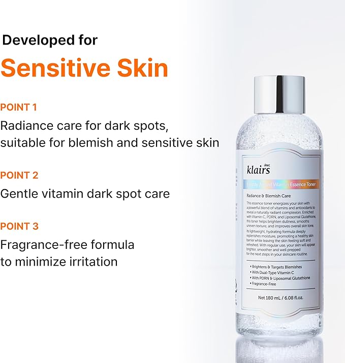 DearKlairs Freshly Juiced Vitamin Essence PDRN Toner, Liposomal Glutathione, Niacinamide, 8000 Vitamin C Capusules (1.01 Fl Oz (Pack of 1))