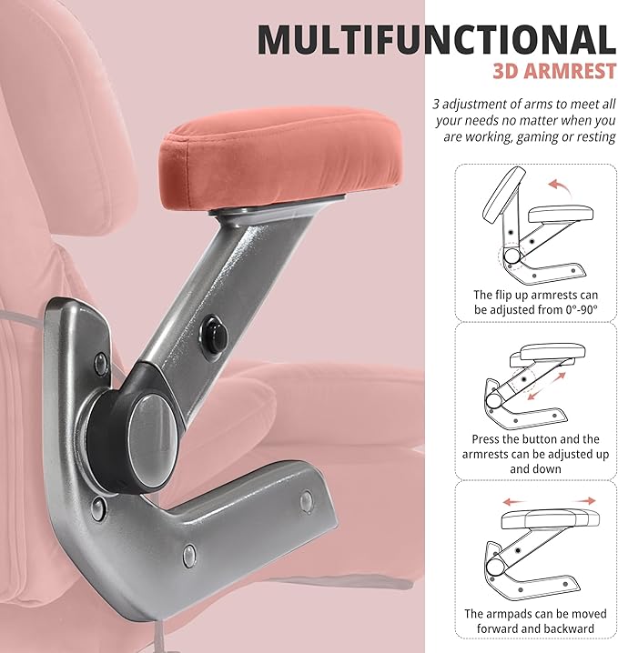 Fabric Big and Tall Office Chair 700lbs-High Back Executive Cloth Computer Chair with Adjustable Lumbar Support 3D Flip Arms Plus Size Rubber Wheels-Extra Wide Large Desk Chairs, Heavy Duty Metal Base