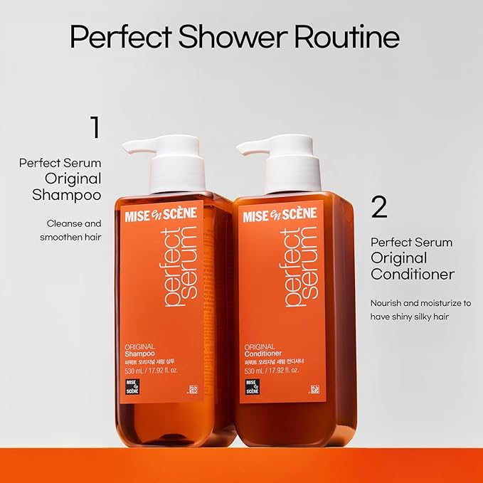 Mise En Scene Perfect Serum Original Shampoo For Damaged Hair - KoreanShampoo with Moroccan Oil, Jojoba Seed, Damage Care MoroccanOil HairProducts | 17.92 Fl Oz
