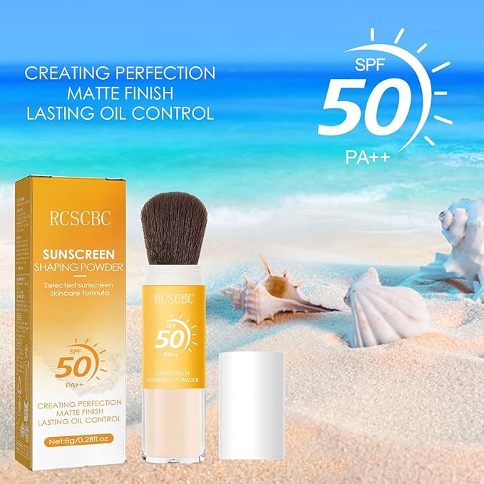 Powder sunscreen for face， SPF 50 Brush Sunscreen Powder for Face & Scalp,Lasting Lightweight Breathable, for All Skin (1PCS)