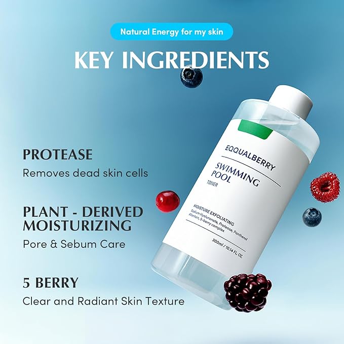 EQQUALBERRY Toner & Bakuchiol Serum Set – Hydrating & Anti-Aging Duo for Sensitive Skin | Pore Minimizing & Wrinkle Reducing | Gentle Skincare with Natural Retinol Alternative