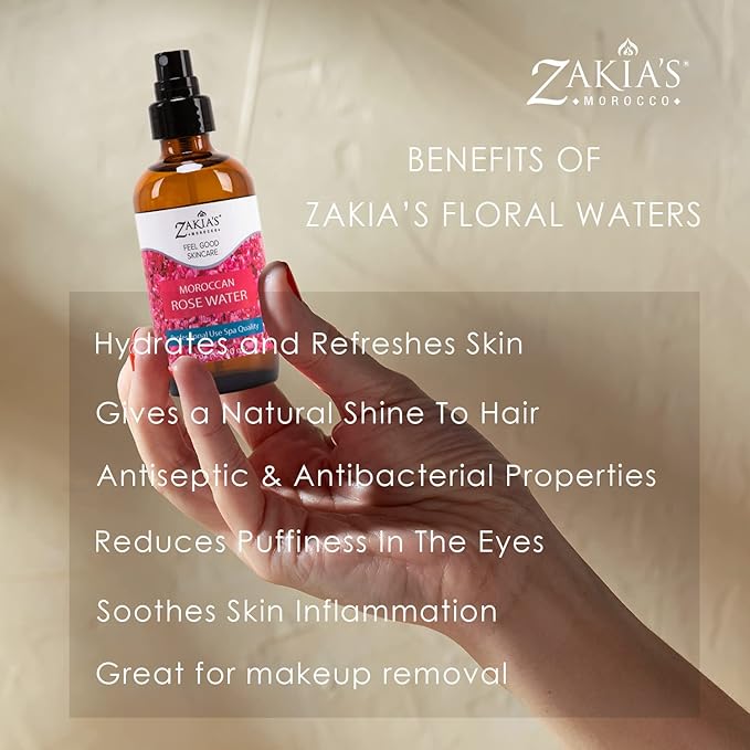 HYDROSOL Water Collection (Rose Water, 4 oz) - Moroccan Rose Water for Face & Hair - 4 oz