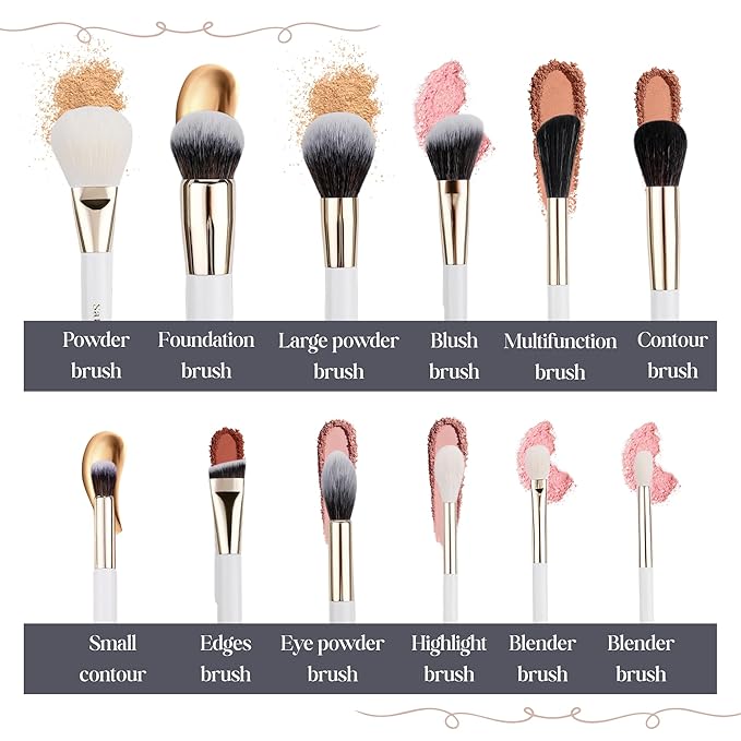 Makeup Brush Set (24 Pieces) - Includes Foundation, Powder, Concealers, Highlighter, Contour, Eye Shadows & Blush Brushes - Face & Eye Make Up Brushes with Soft Bristles - Leather Case Included