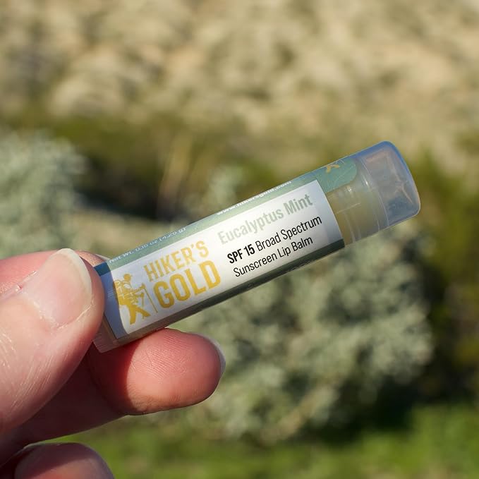 Hiker’s Gold SPF 15 Sunscreen Lip Balm, Eucalyptus Mint, 3-Pack