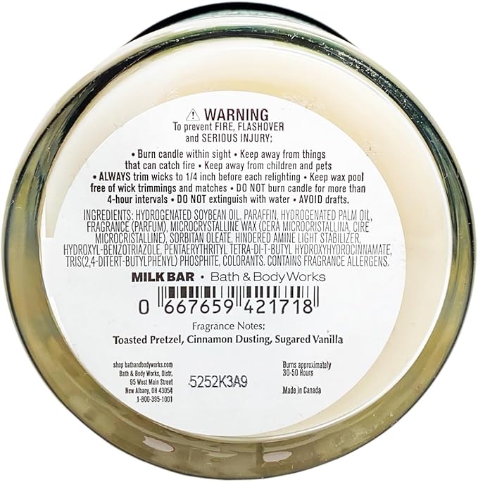 Bath & Body Works Cinnamon Sugar Pretzel Cookie 2 Single Wick Candles Bundle with Natural Oats Soap Sample