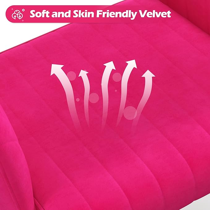 Home Office Chair Swivel Velvet Desk Chair Accent Armchair Upholstered Modern Tufted Chairs with Gold Base for Girls Women Ergonomic Study Seat Computer Task Stools for Living Room(Hot Pink)
