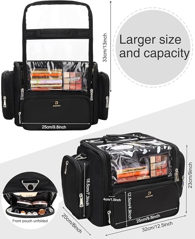 TANTO Makeup Brush Bag, Extra Large Makeup Case Professional Makeup Artist Bag Stand-up Cosmetic Bag Travel Makeup Brush Case with Shoulder Strap and Adjustable Divider