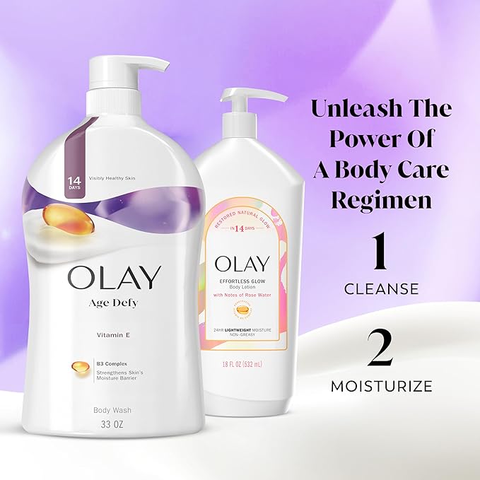 Olay Body Wash for Women, Age Defy with Vitamin E, 24/7 Moisture Barrier Repair, Hydrating & Cleansing Formula for Visibly Healthy Soft Skin, Vitamin B3 & Hyaluronic Blend, All Skin Types, 29 fl oz