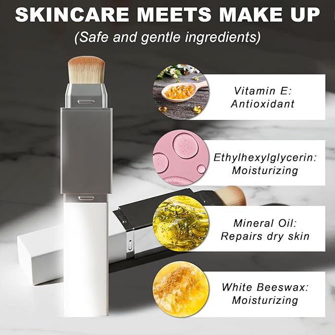 2pcs Blanc Cover Stick, Blanc Cover Cream Stick V White, Dual-Ended Full Coverage Color-Changing Korean Foundation V Sticks with Brush, Makeup Base for Flawless Look (Ivory White & Natural Color)