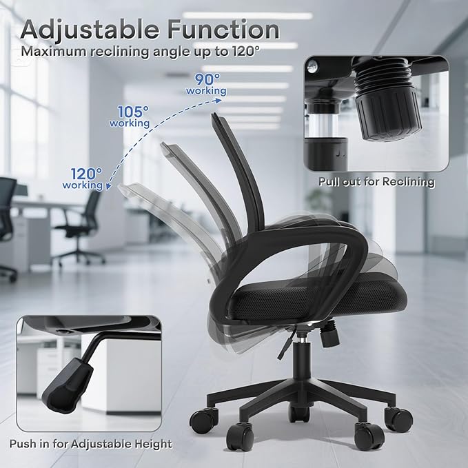 Ergonomic Office Chair 2P - 330Lbs, Breathable Mesh Computer Desk Chair with Lumbar Support & Armrest, Rolling Swivel Adjustable Tilt Lock for Home Office/Gaming, Bedroom Study