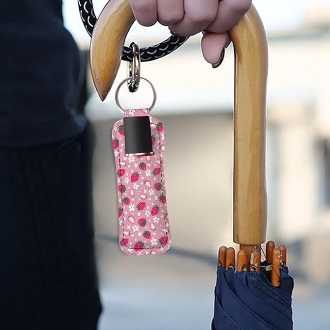 Lipstick Holder Keychain, Cute Keychains for Lip Balm Holder, Neoprene Lipstick Sleeve Pouch for Women Men Teens
