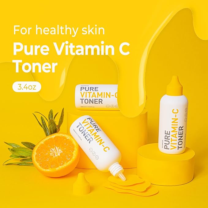 SKINMISO Pure Vitamin C Toner | Women and Men Korean Skin Care Products - Pore Minimizer & Hydrating Toner for Face | Kbeauty Essence Facial Toner for Oily, Dry & Aging Skin - Pack of 1 (3.51 fl. oz)
