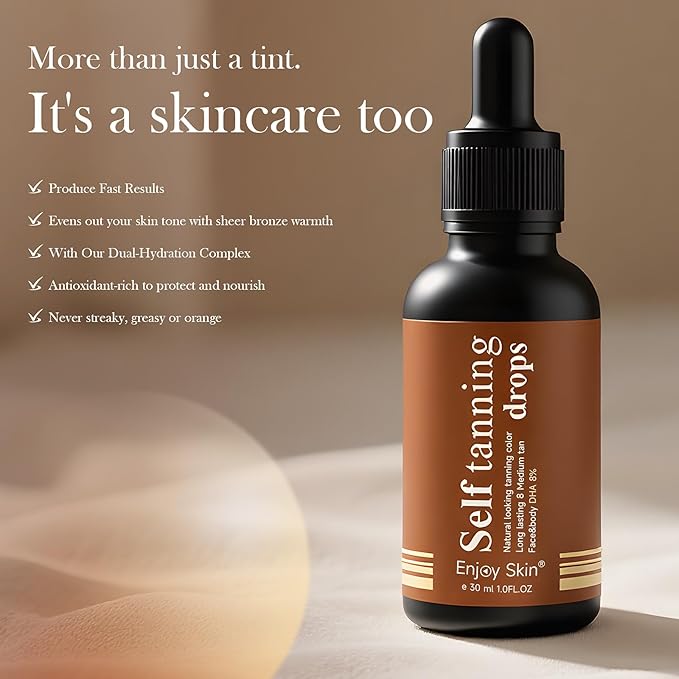 Self Tanning Drops:Customizable Sunless Tanning from Light Glow to Dark Bronze,Rich in Natural Ingredients for Caring Skin,No Skin Damage and Change Easily