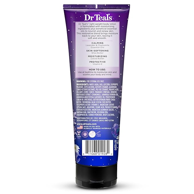 Dr Teal's Sleep Body Lotion,24-Hour Moisture,with Melatonin,Lavender & Chamomile Essential Oils,8 fl oz,(Pack of 6)