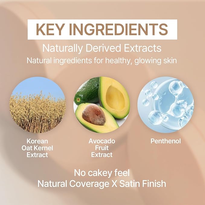 Natural Cover Glow Cushion Foundation | Satin Radiant Finish | Korean Foundation Makeup | Long-Lasting Natural Coverage | for All Skin Types 0.42 oz. (21N Light Beige)