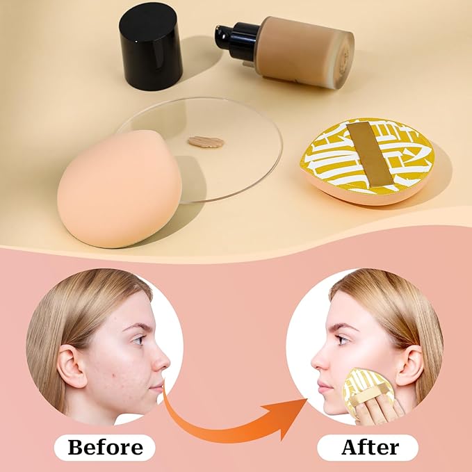 Korean Powder Puff, Ultra Soft Teardrop Makeup Sponge for for Foundation, Concealer, Powder, Liquid, Cream(2 Big 2 Small)