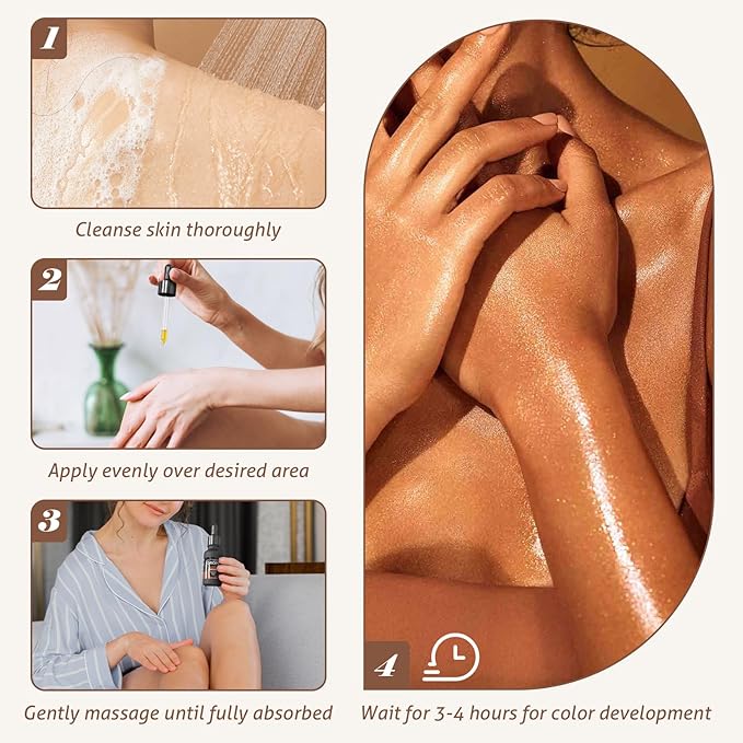 Self Tanning Drops, Sunless Bronzing Tanner for Face & Body, Moisturizing Tanner for All Skin Types and Tones, Natural Sun-Kissed | Bronzer Glow, 1 Fl Oz
