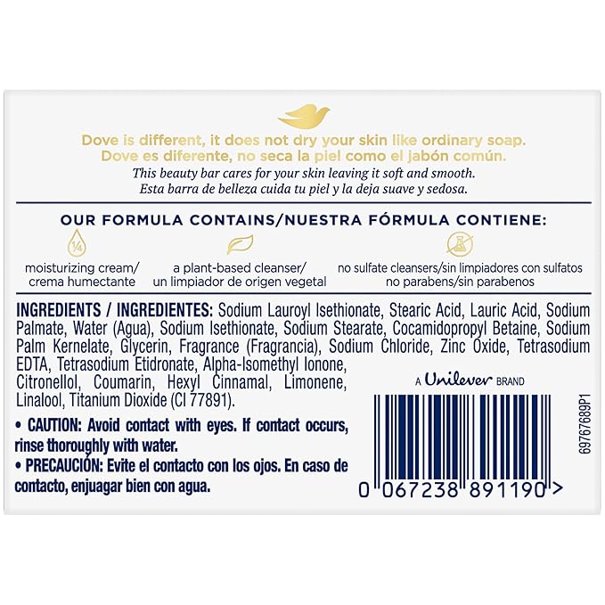 Dove Soap, Original Beauty Bar 3-Pack – 3-in-1 Moisturizing Face, Body & Hand Soap, 4.75 Oz Ea